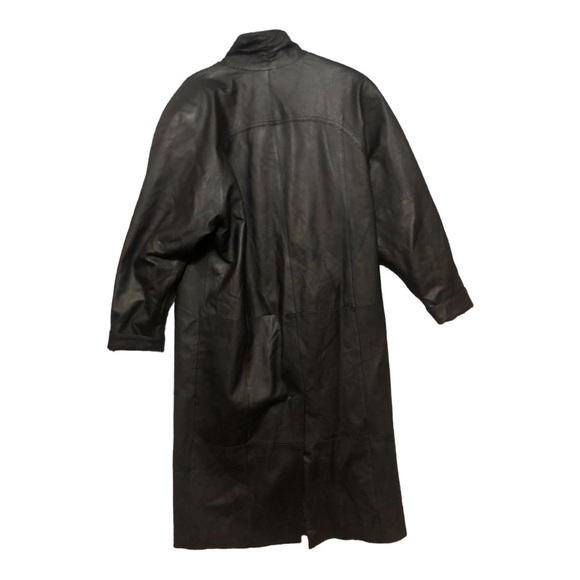 - Women’s Full Length Genuine Black Leather  Coat Size M - Picture 2 of 14